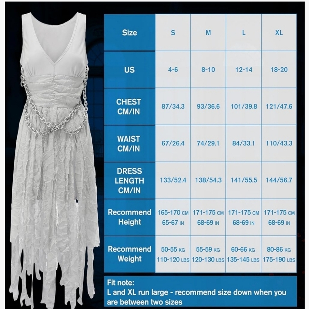 Corpse Bride Costume NWT CHAIN NOT INCLUDED - Picture 6 of 16